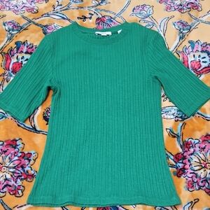 Vince Green Ribbed Knit Top
